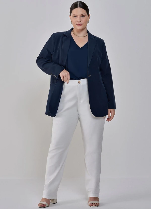Principessa - Blazer de Alfaiataria Marinho Botão Único Edelmira 8