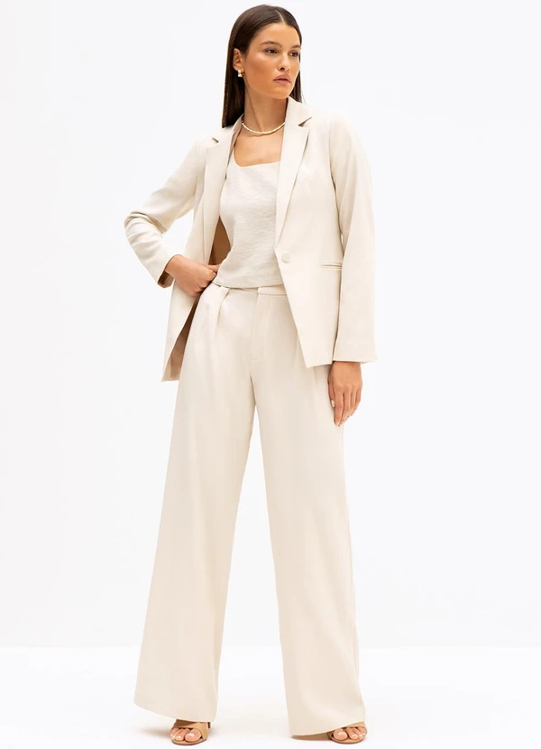 Principessa - Blazer de Alfaiataria Creponada Aveia Gladys 3