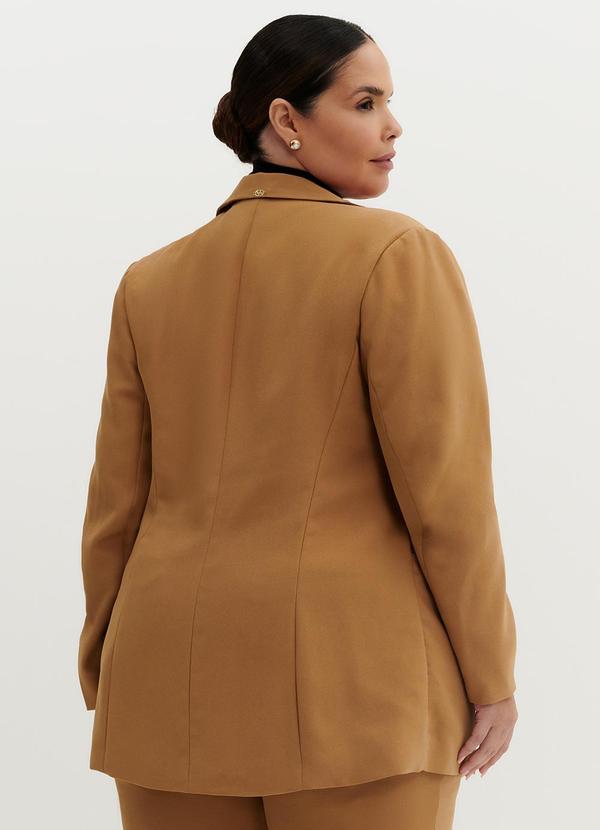 Principessa - Blazer de Alfaiataria Creponado Camel Jomara Marrom 10