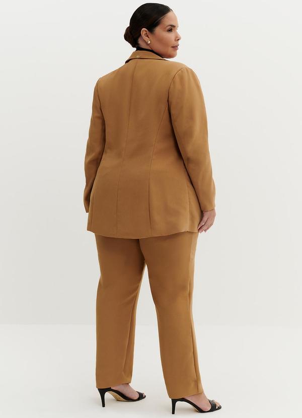 Principessa - Blazer de Alfaiataria Creponado Camel Jomara Marrom 12