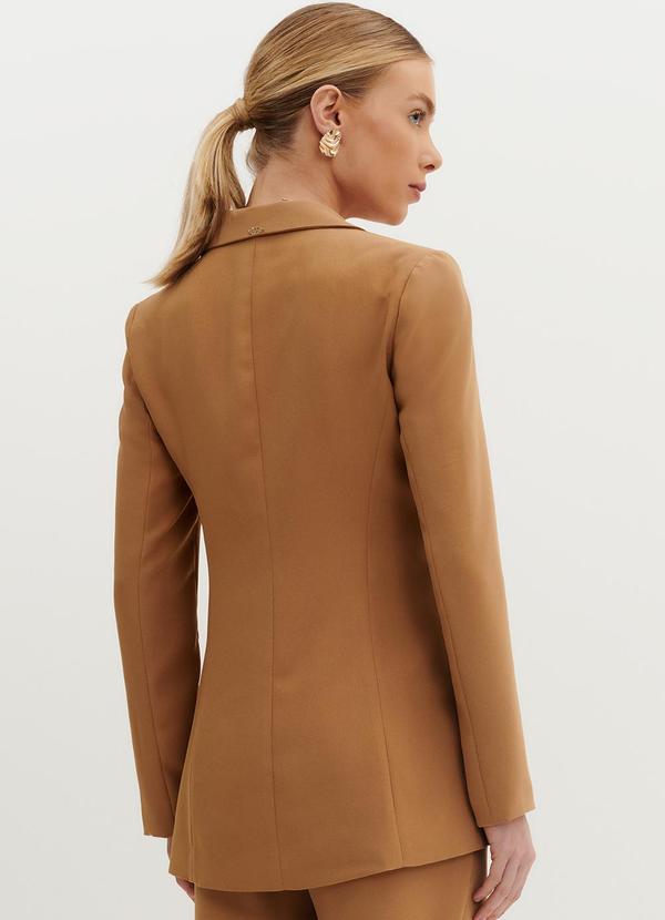 Principessa - Blazer de Alfaiataria Creponado Camel Jomara Marrom 2