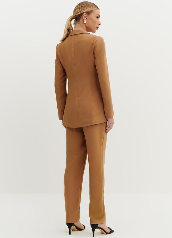 Principessa - Blazer de Alfaiataria Creponado Camel Jomara Marrom 4