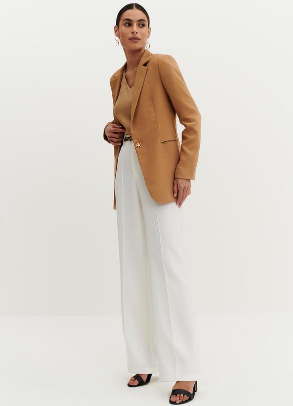 Principessa - Blazer de Alfaiataria Creponado Camel Jomara Marrom 5