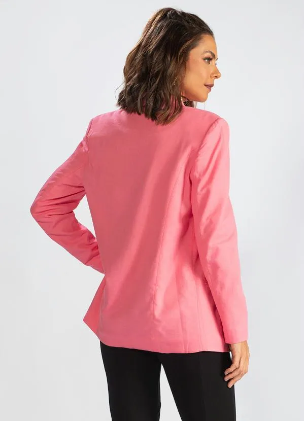 Hering - Blazer de Alfaiataria em Linho Rosa 2