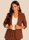 Doce Trama - Blazer de Alfaiataria com Lapela Amarelo - variação: Marrom