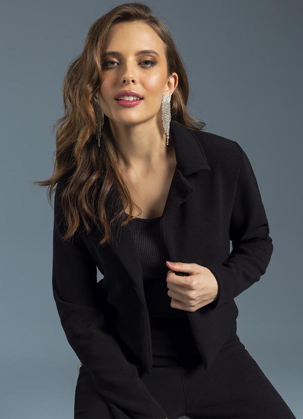 Gris - Blazer de Alfaiataria Feminino Adulto Preto 2