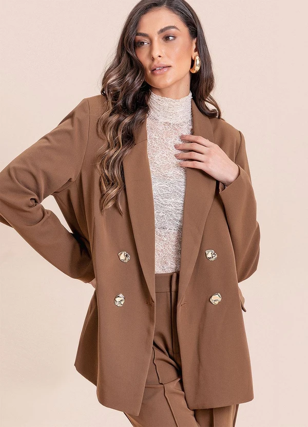 Angel - Blazer de Alfaiataria Marrom 5