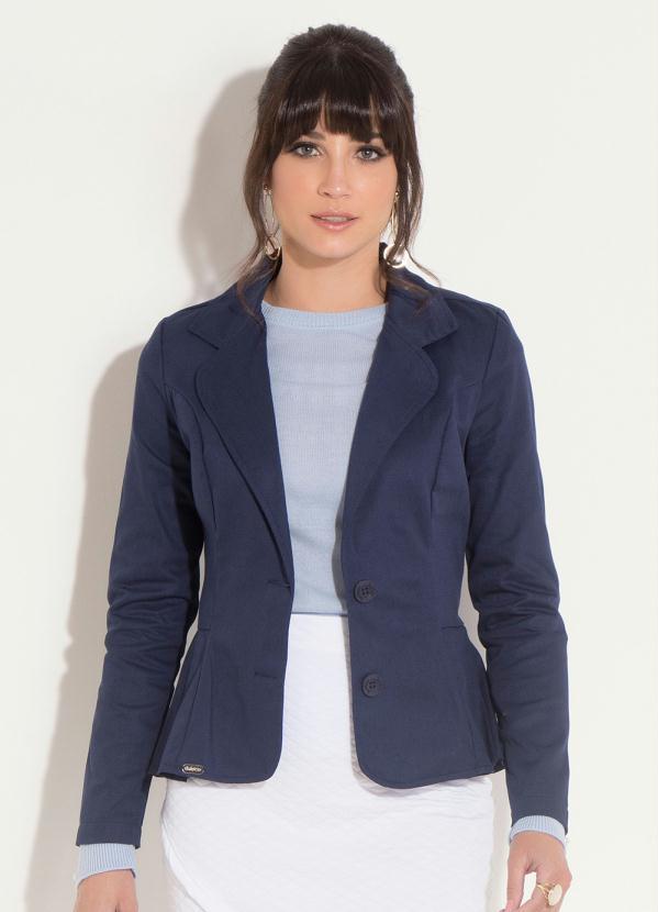 Quintess - Blazer Drapeado Azul Marinho