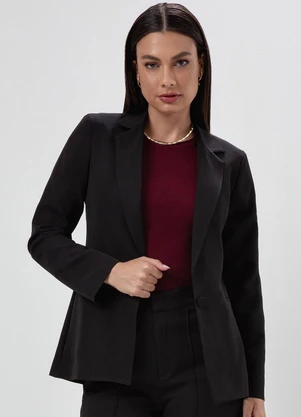 Principessa - Blazer de Alfaiataria com Fivela Preto Tania - PRINCIPESSA