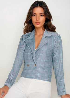 bonprix - Blazer em Crepe Vichy Verde - BONPRIX