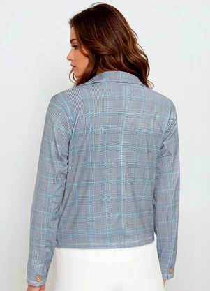 bonprix - Blazer em Crepe Vichy Verde - BONPRIX
