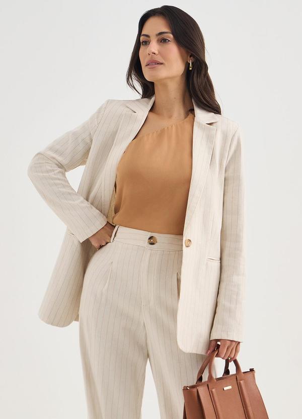 Principessa - Blazer em Linho Natural/Camel Eliany