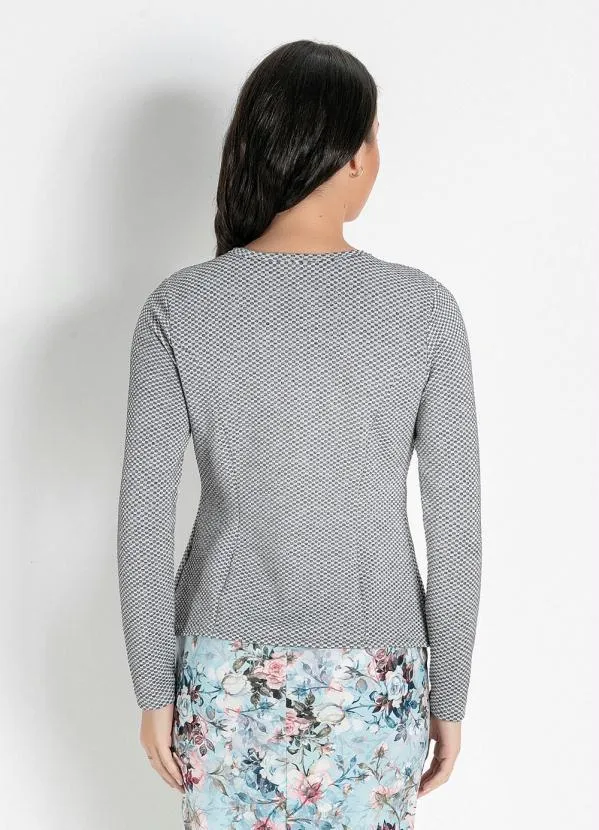 Rosalie - Blazer em Malha Jacquard  Cinza 3