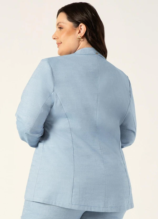 Principessa - Blazer Intermediário em Oxford de Algodão Azul Claro Josefina 11