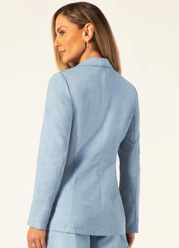 Principessa - Blazer Intermediário em Oxford de Algodão Azul Claro Josefina 2