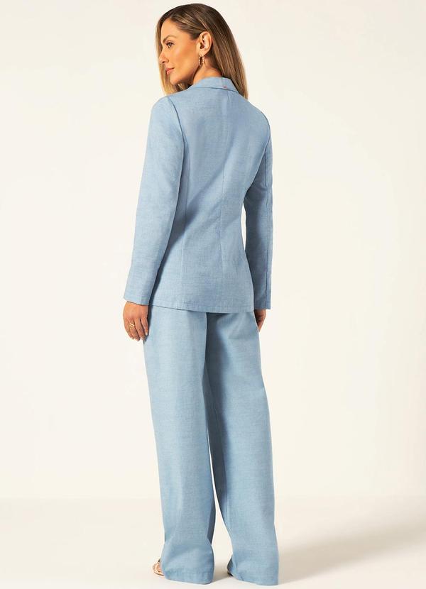 Principessa - Blazer Intermediário em Oxford de Algodão Azul Claro Josefina 4