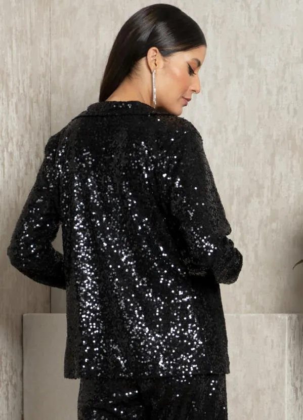 Quintess - Blazer em Paetê Preto Forrado 2