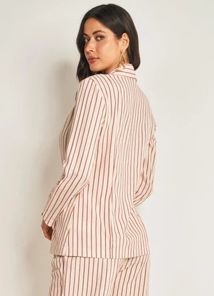 Doce Trama - Blazer em Plano Linen Listrado - DOCE TRAMA