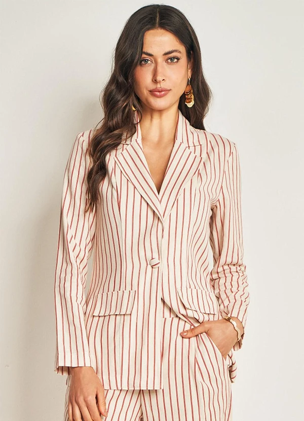 Doce Trama - Blazer em Plano Linen Listrado