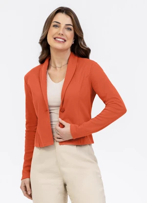 Habana - Blazer em Tecido Texturizado Laranja - HABANA