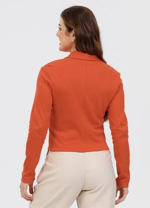 Habana - Blazer em Tecido Texturizado Laranja - HABANA