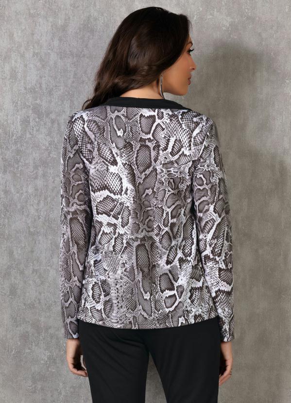 Outlet - Blazer Estampa Cobra com Gola Contrastante 2