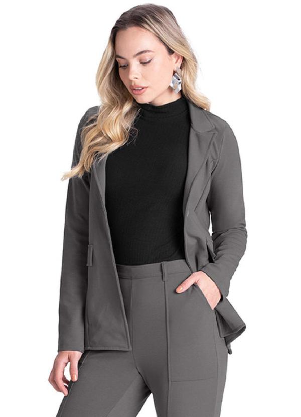 Rezzato - Blazer Estruturado Alfaiataria Feminino Cinza