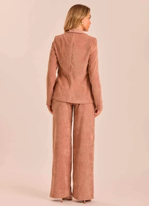 Doce Trama - Blazer Ethnic Blur em Veludo Cotelê Marrom - DOCE TRAMA