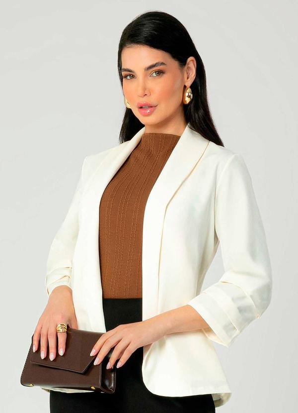 Gris - Blazer Feminino Adulto Bege