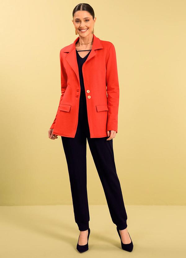 Cativa - Blazer Feminino Adulto Peluciado Laranja 2