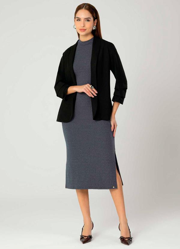 Gris - Blazer Feminino Adulto Preto 2