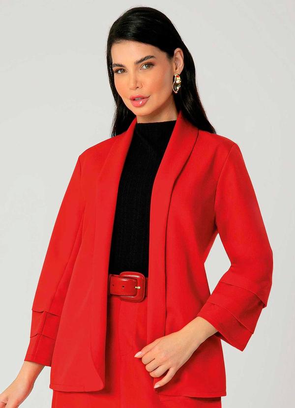Gris - Blazer Feminino Adulto Vermelho
