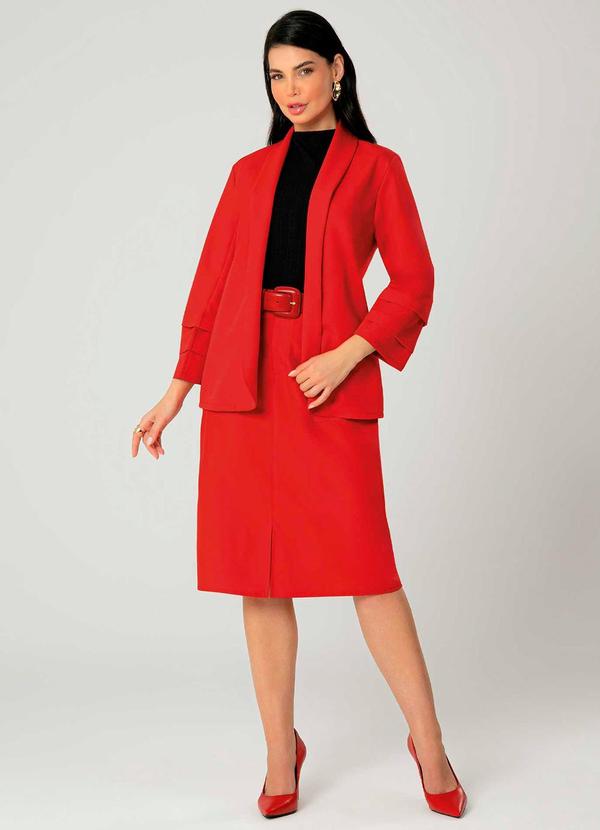 Gris - Blazer Feminino Adulto Vermelho 2