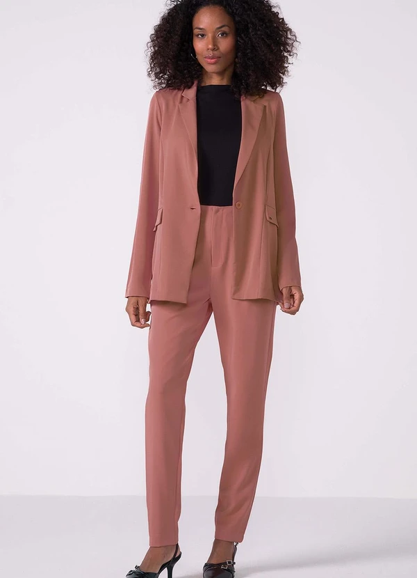 Marialícia - Blazer Feminino Alfaiataria Alongado Rosa 2