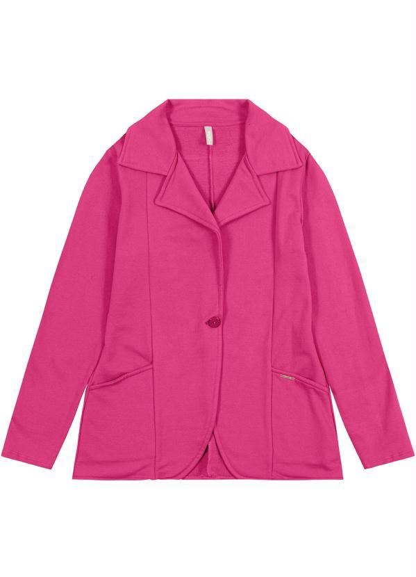 Cativa - Blazer Feminino Alongado em Moletom Rosa