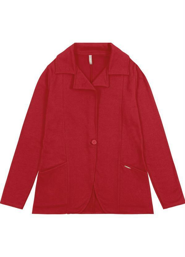 Cativa - Blazer Feminino Alongado em Moletom Vermelho