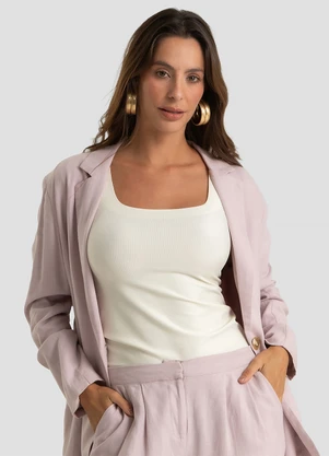 Dianna - Blazer Feminino com Ombreira em Viscolinho Lilás - DIANNA