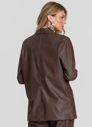 Dianna - Blazer Feminino Courino Basic Marrom - DIANNA