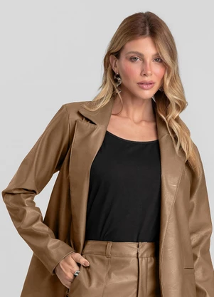 Dianna - Blazer Feminino Courino Basic Marrom - DIANNA
