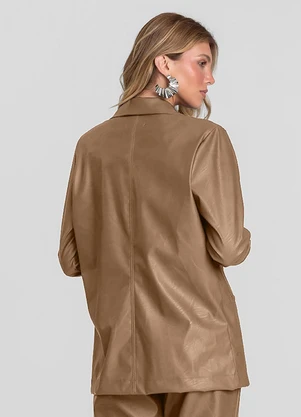 Dianna - Blazer Feminino Courino Basic Marrom - DIANNA