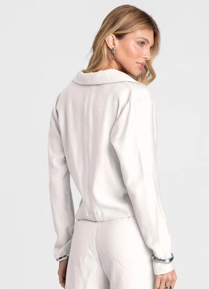 Dianna - Blazer Feminino Cropped Alfaiataria Bege - DIANNA