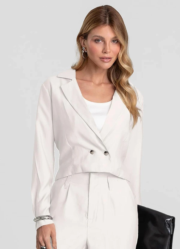 Dianna - Blazer Feminino Cropped Alfaiataria Bege