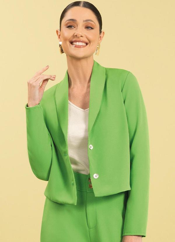 Cativa - Blazer Feminino Cropped em Alfaiataria  Verde