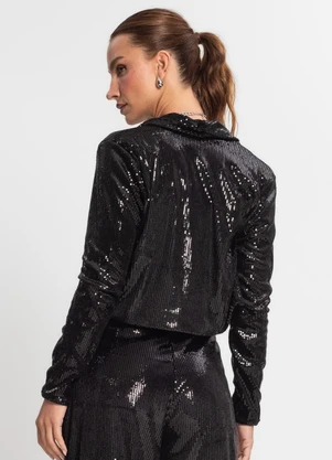 Endless - Blazer Feminino em Paetê Preto - ENDLESS