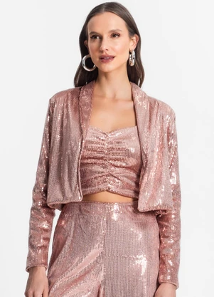 Endless - Blazer Feminino em Paetê Rosa - ENDLESS