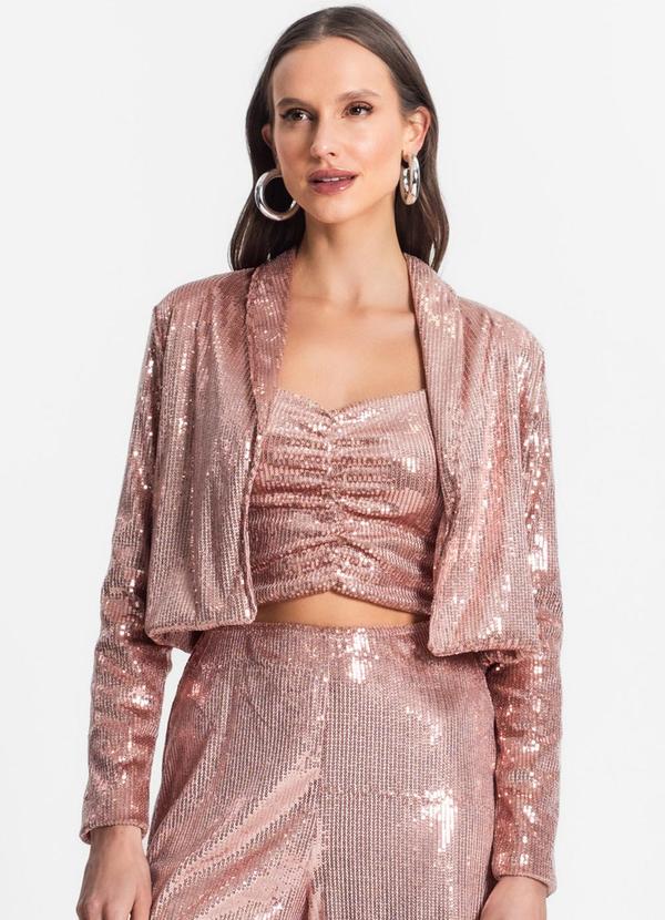 Endless - Blazer Feminino em Paetê Rosa