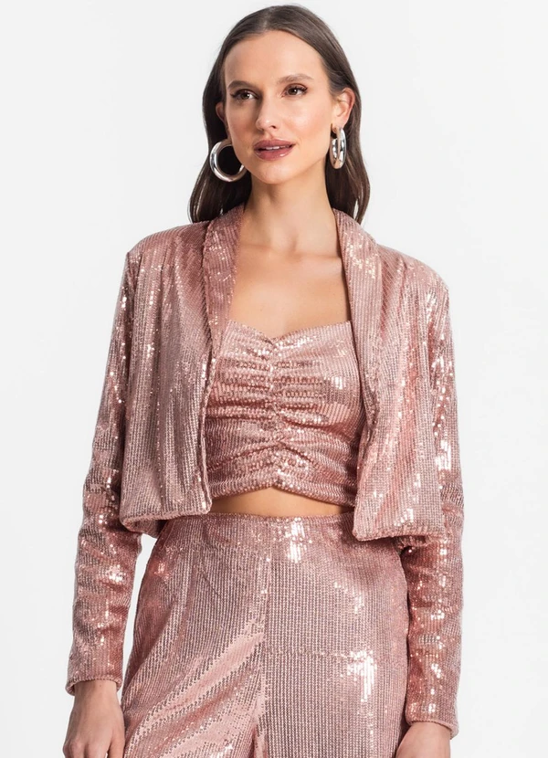 Endless - Blazer Feminino em Paetê Rosa