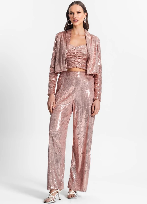 Endless - Blazer Feminino em Paetê Rosa 3