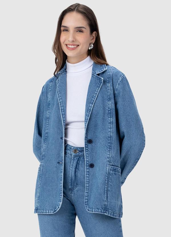 Malwee - Blazer Feminino Jeans Azul