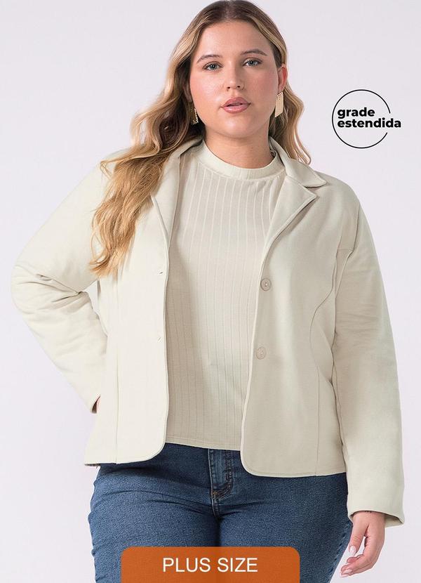 Marialícia - Blazer Feminino Moletom Felpado Bege